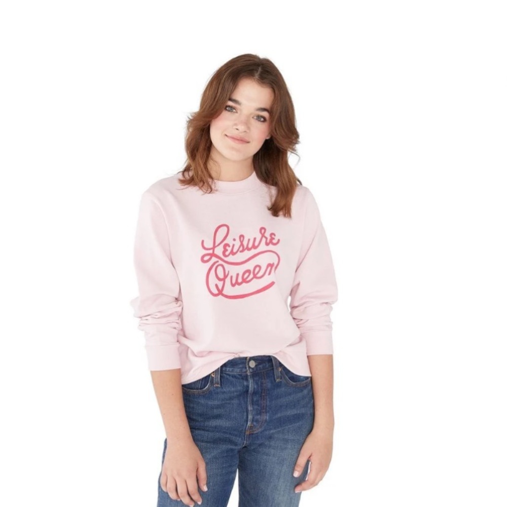 ban.do Leisure Queen Sweatshirt in Pink 100% Cotton French Terry Size Medium